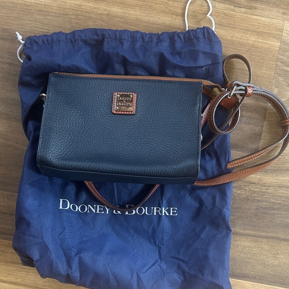 Dooney & Bourke Navy and Brown Janine Leather Crossbody Bag